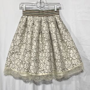 HEARTSoul pleated lace skirt elastic waist exposed zip closure Fully lined sz S